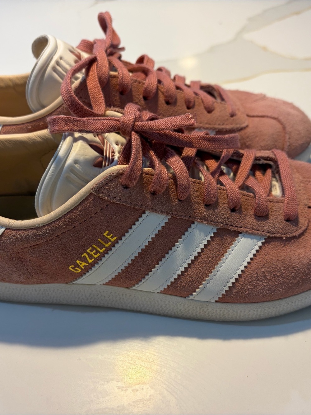 Adidas Gazelle Pink Suede Sneakers Women’s Size 7 White Stripe Casual Shoes